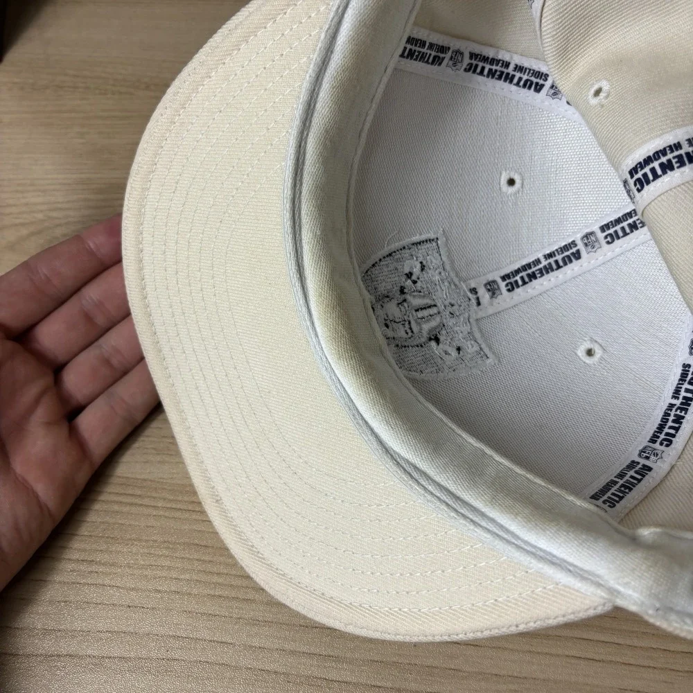 Oakland Raiders Hat Cap Fitted Mens 7 1/8 Cream NFL Football Reebok Wool